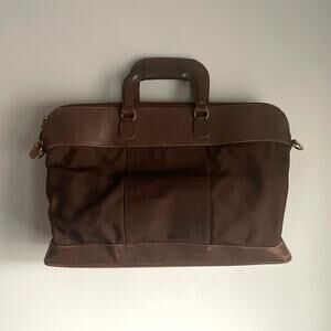 Genuine Vintage Coach Brown Leather Nylon Messenger Bag Briefcase Top Handle
